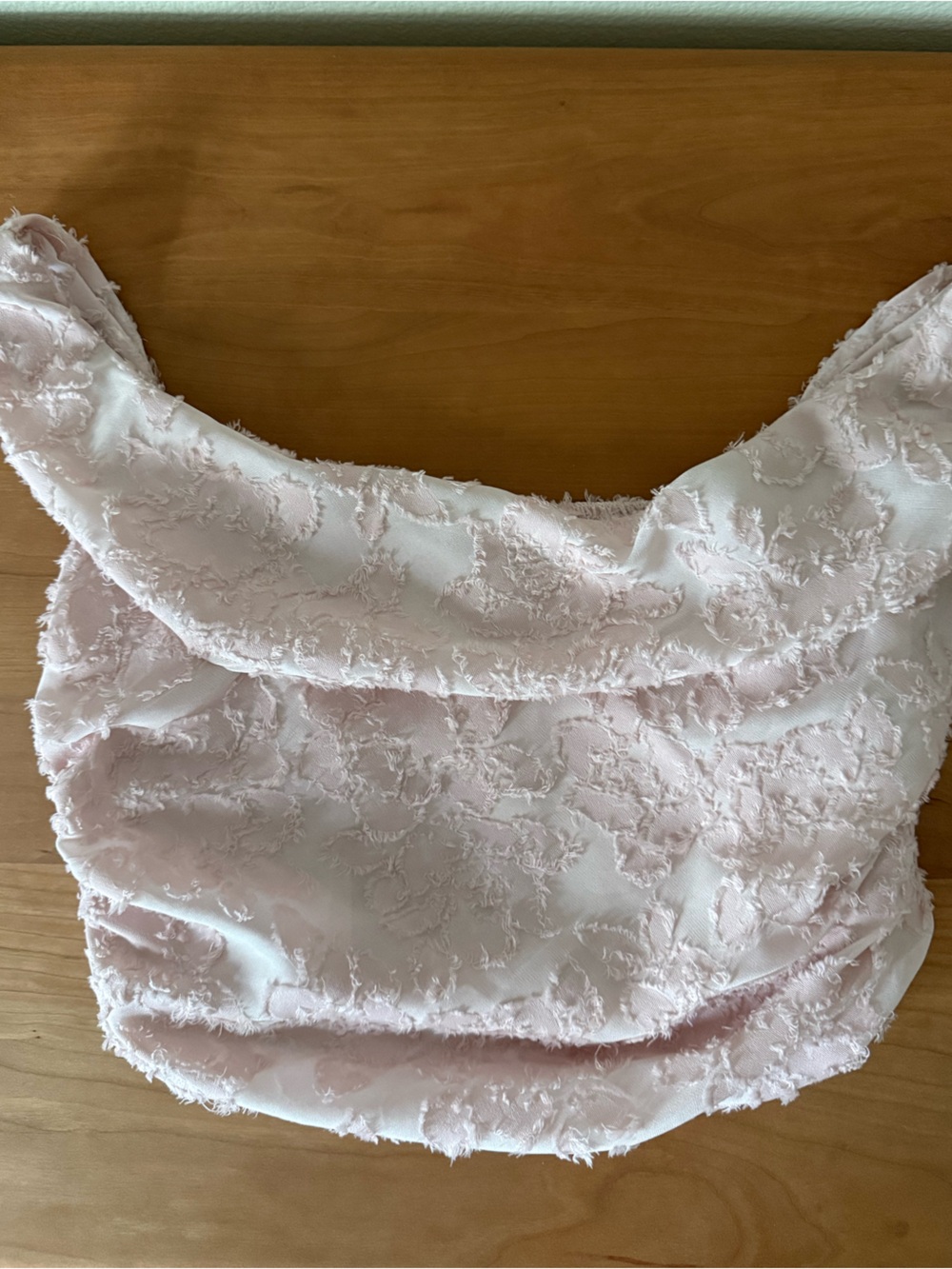 Free People Blush Pink Textured Frayed Cropped Top